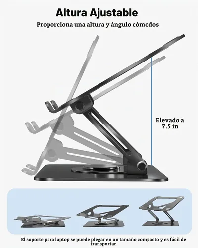 Vista 4 de Soporte giratorio para computadora portátil de 360° para escritorio