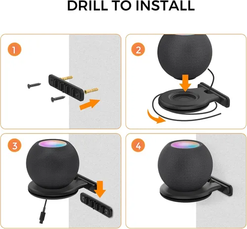 Vista 5 de AHASTYLE HomePod - Soporte de pared mini de ABS [gestión de cables integrada] Soporte estable para HomePod Mini [Necesidad de taladrar]