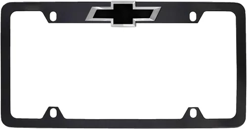 Vista 13 de Chevy Chevrolet - Marco de matrícula de metal negro con emblema de moño 3D