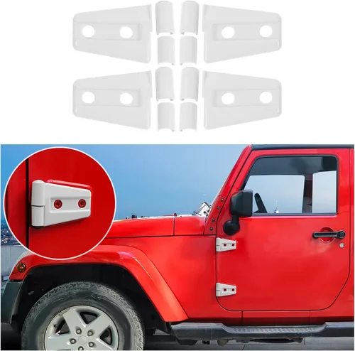 Vista 32 de 4 cubiertas protectoras de bisagra de puerta para Jeep Wrangler JK 2007-2018 de 2 puertas (negro)