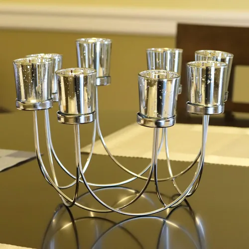 Vista 4 de Seraphic Decoración de mesa redonda de hierro, decoración de centro de mesa, portavelas para bodas, patio al aire libre, cocina, comedor y mesas