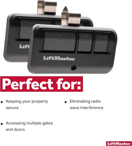 Vista 6 de LiftMaster 893LM Security+ 2.0 - Clip de visera de 3 botones para puerta de garaje, control remoto, paquete de 2