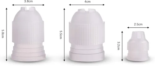 Vista 2 de Bluecell 6 unids adaptador de plástico para tubería de glaseado de boquilla, acoplador de punta de tubería para decoración de pasteles, tamaño S, M