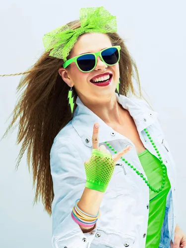 Vista 6 de 80s Accessories Women Lace Headband Earrings Fishnet Gloves Necklace Bracelet