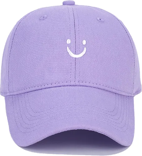 Vista 26 de Umeepar Gorra de béisbol con cara sonriente para mujeres y hombres, ajustable, de bajo perfil, sin estructura, de algodón, gorra de papá Aguamarina