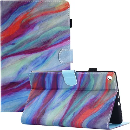 Funda para tableta Amazon Kindle Fire HD 8 (8ª/7ª/6ª generación, 2018/2017/2016), con portalápices, bolsillo para tarjetas, imán de piel sintética,