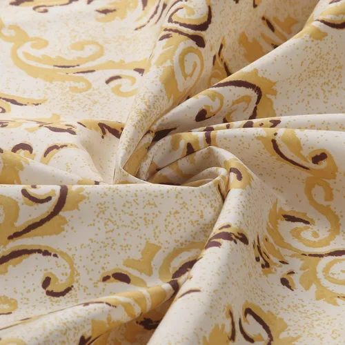 Vista 2 de Cortina de ducha larga de tela, cortinas de ducha de damasco bohemio con estampado de paisley en vino burdeos y oro amarillo, cortinas impermeables