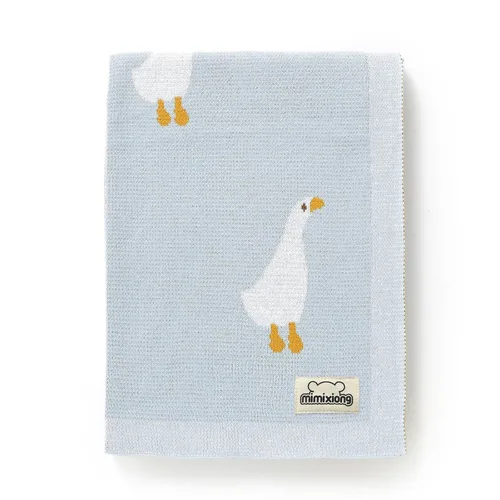 Vista 19 de mimixiong Manta de bebé tejida 100% algodón para niños y niñas con lindas ovejas tamaño 30 x 40 pulgadas, azul