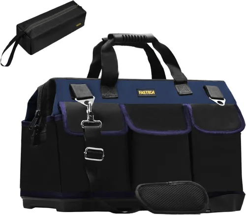 Vista 8 de FASTECH Bolsa de herramientas resistente de 20 pulgadas con boca ancha para almacenamiento de herramientas, transportador y organizador, bolsa