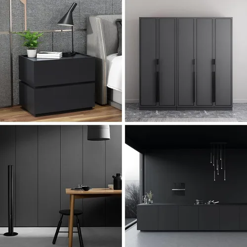Vista 7 de Arthome - Papel adhesivo negro de 11.8 x 100 pulgadas, papel tapiz autoadhesivo impermeable de vinilo de PVC brillante, a prueba de aceite, papel
