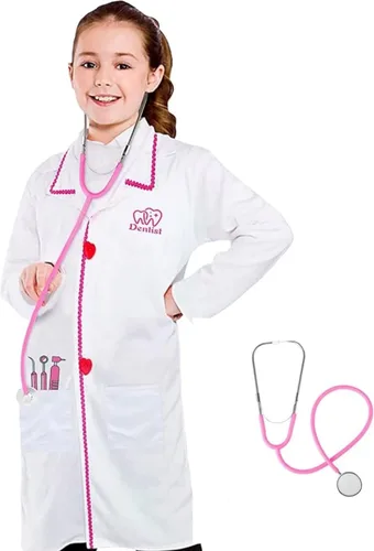 ANPHILE Kids Dentist Costume, Girls Dentist Costume Kids Doctor Costumes Play Set for Halloween Dress Up