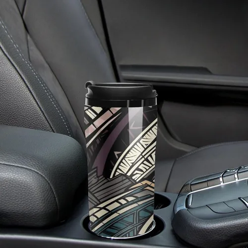 Vista 6 de Art Deco Geometric Pattern Coffee Cup Hot Coffee Travel Mug Reusable Iced Coffee Cups Double Heat Insulation Coffee Mug with Leak-Proof Lid Stylish