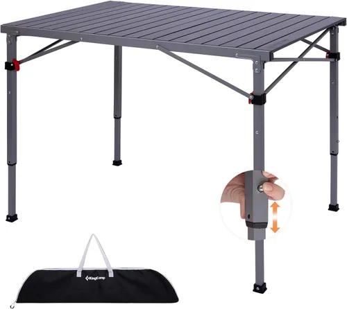 Vista 16 de KingCamp Mesa de Campamento Enrollable de Aluminio Plegable, Ligera, Grande, Portátil, Mesa de Campamento Plegable para Picnic, Camping, Barbacoa