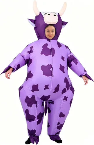 Vista 9 de RHYTHMARTS Disfraz inflable de vaca para adultos, disfraz inflable divertido para Halloween, Navidad Bobo Vaca