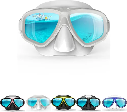 Vista 11 de COPOZZ Máscara de buceo juvenil, bajo volumen, sin empañamiento, esnórquel, buceo, gafas de buceo, máscara de vidrio templado, gafas de buceo sin