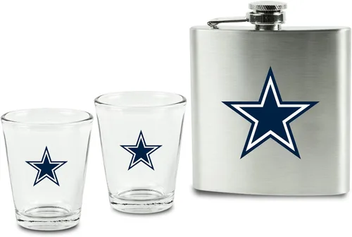 Vista 2 de Juego de vasos de chupito y petaca de acero inoxidable de la NFL
