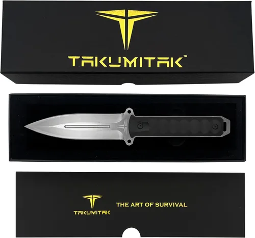 Vista 6 de Cuchillo táctico, cuchillo de caza, cuchillo de supervivencia, hoja de punta de lanza D2, mango G10, funda Kydex, clip Molle, cuchillos de hoja