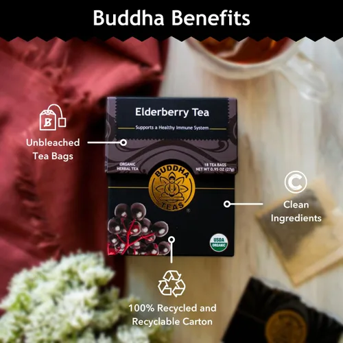 Vista 5 de Buddha Teas - Té orgánico de saúco - Té de hierbas - Para la salud y el bienestar - Con antioxidantes y minerales - Ingredientes limpios - Sin