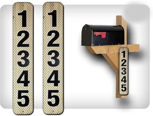 Vista 35 de 2 placas verticales reflectantes de aluminio serigrafiado, números de dirección de buzón, 3 x 18 pulgadas, personalizadas, preperforadas (Air Force)