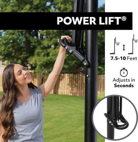 Vista 5 de Lifetime Aro de baloncesto ajustable portátil, tablero de acrílico con marco de acero de 54 pulgadas, ajuste de altura de elevación de potencia