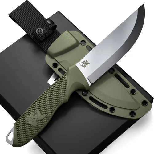 Vista 9 de ODENWOLF W-FLAT - Cuchillo de supervivencia de espiga completa con funda, elegante hoja fija táctica, hecho de acero D2, cuchillo de supervivencia