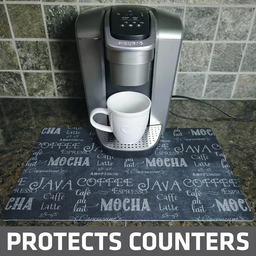 Vista 2 de Drymate Tapete para cafetera, (accesorio de barra de estación de café) protege las encimeras de cocina de derrames, manchas y arañazos, absorbente