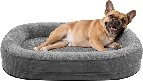 Vista 24 de JOEJOY Cama ortopédica para perros medianos, cama para mascotas de espuma viscoelástica con laterales de refuerzo, forro impermeable, funda