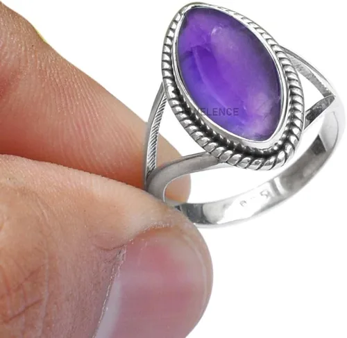 Vista 24 de Anillo de Plata de Ley 925 Para Mujeres Anillo de Piedra Preciosa Anillo Bohemio de Plata de Ley Piedra Natal de Diciembre Engaste de Bisel
