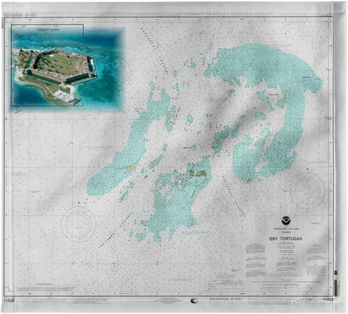 3dRose Print of Dry Tortuga Nautical Chart with Fort Jefferson 11x12 Wash Cloth for Face and Body