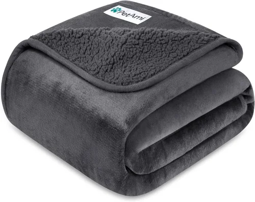 Vista 24 de PetAmi Manta impermeable para perros y gatos, a prueba de orina, reversible, forro polar suave, lavable, 24 x 32 pulgadas, color beige