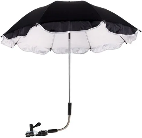 Vista 7 de Paraguas para sombrilla y sombrilla, cubierta de toldo de lluvia para cochecito de bebé, silla de ruedas, protección contra rayos UV Rosado