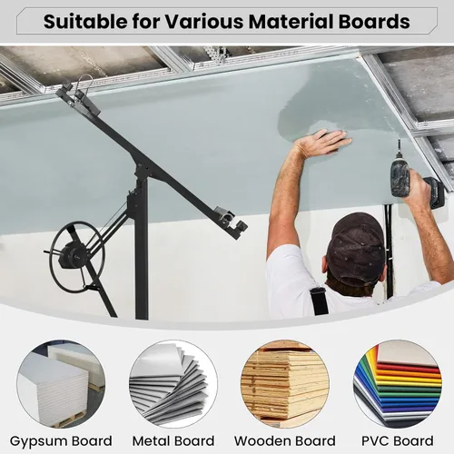 Vista 6 de Rovibek Elevador de Paneles de Yeso de 11 Pies, Elevador de Sheetrock Elevador de Paneles de Yeso para Techo, Polipasto de Panel de Yeso con Brazo