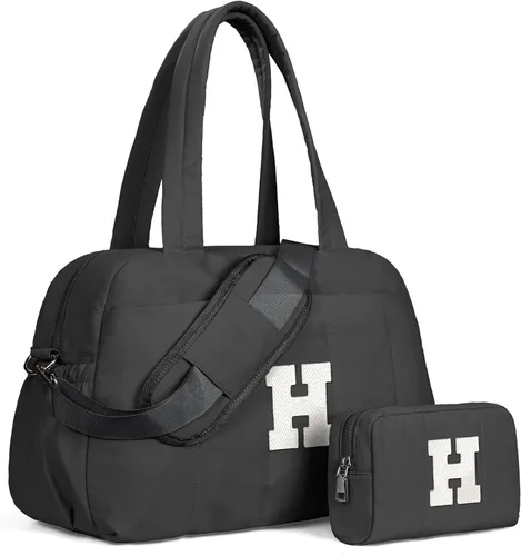 Vista 220 de Bolsa de lona Vogewood, bolsas personalizadas de fin de semana para mujer, bolsas de viaje con estuche de maquillaje, regalos de cumpleaños, Beige