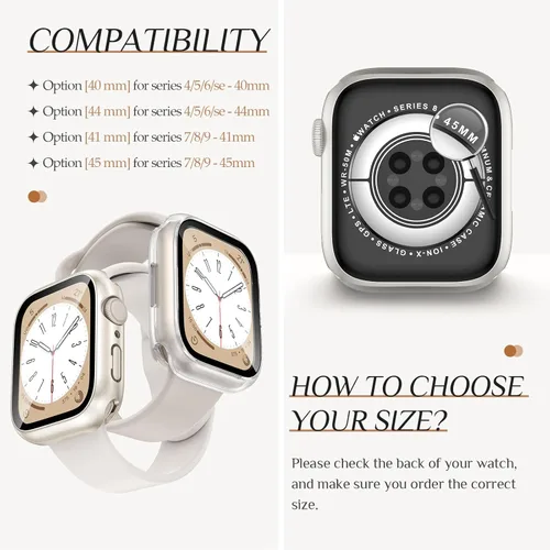 Vista 6 de Goton - 2 fundas para protector de pantalla de Apple Watch de 40 mm, series 6/5/4, SE 3/2/1, funda de protección de PC impermeable con vidrio