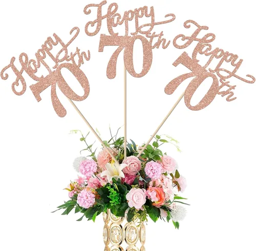 Vista 30 de Rsstarxi Paquete de 12 palitos de centro de mesa de cumpleaños número 50 para decoración de mesa de cumpleaños 50 para hombre, decoración de mesa