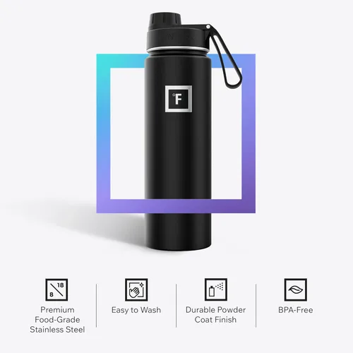 Vista 5 de IRON °FLASK Frasco de hidratación para acampar y senderismo con boquilla, botella de agua deportiva de acero inoxidable con aislamiento de boca
