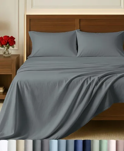 Vista 11 de California Design Den Sábanas de Algodón Egipcio 100%, Juego de Sábanas de Lujo Auténtico Certificado Tamaño Full con Bolsillo Profundo, Satén Suave