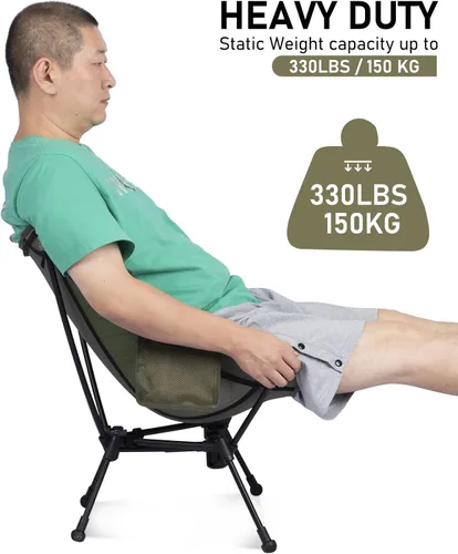 Vista 8 de WildCall Silla de camping plegable y ligera, silla de playa compacta con pies grandes que no se hunden 1 X Negro