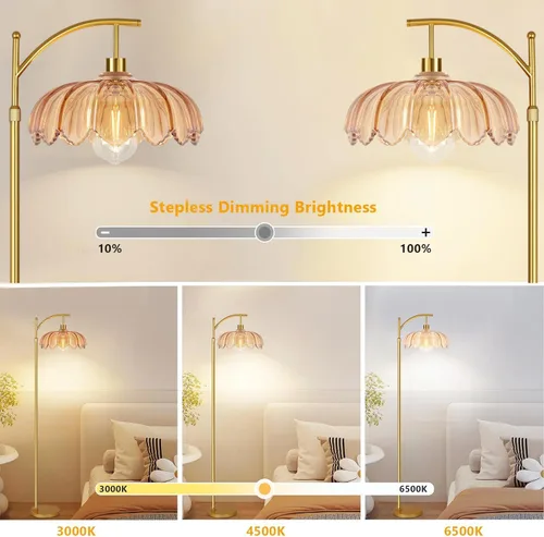 Vista 2 de AHDWDW Lámpara de Pie de Arco Dorado para Sala de Estar, Dormitorio, Lámparas de Pie Modernas Ajustables Únicas con Control Remoto, Lámpara de Pie