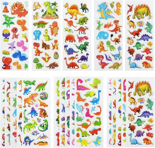 Vista 7 de 24 hojas (más de 400 unidades), calcomanías hinchadas en 3D de animales para niños pequeños, hojas de calcomanías preescolares a granel