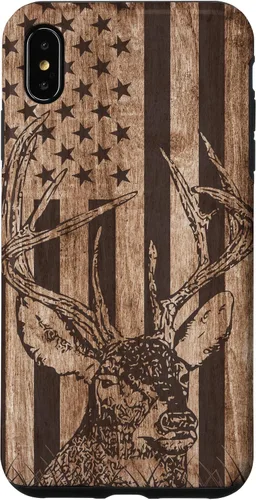 Vista 11 de Carcasa para iPhone 12 mini de madera con diseño de ciervos, cazador, bandera americana de Estados Unidos