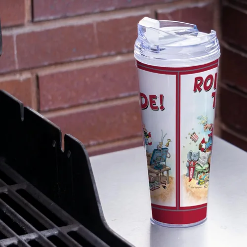 Vista 2 de Rico Industries NCAA Gary Patterson "El Fanático" Vaso acrílico de 24 onzas con tapa con bisagra, vaso de doble pared con pajita oficialmente