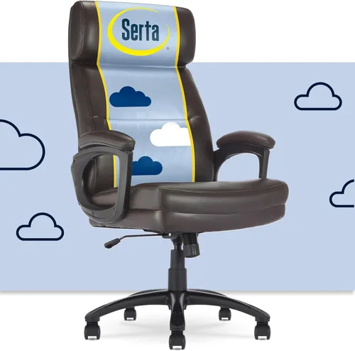 Vista 14 de Serta Comfort Executive Silla de oficina grande y alta, silla ergonómica de escritorio de computadora con respaldo alto, asiento acolchado Negro