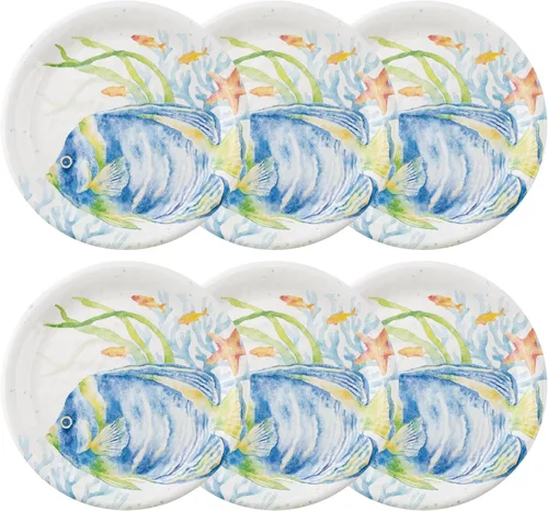 Vista 6 de UP UPware - Juego de platos redondos para ensalada de melamina de cangrejo, platos redondos para risotto, pasta y ensalada, sin BPA, aptos