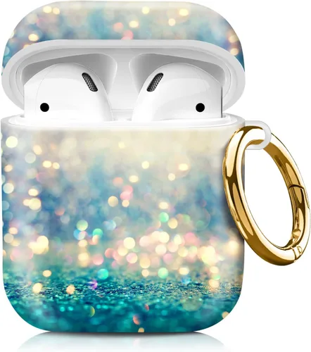 Compatible con funda para Airpod 1 y 2, carcasa protectora rígida con llavero, diseño elegante, ideal para mujeres, compatible con carga inalámbrica