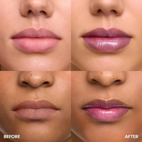 Vista 2 de Wonderskin Brillo de labios Blading Top Gloss, maquillaje de labios hidratante y de acabado de alto brillo (purpurina azul)