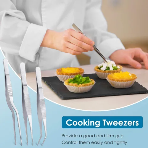 Vista 6 de Patelai 12 piezas de herramientas de chapado de chef, cucharas de llovizna, pinzas de cocina, cucharas de dibujo de acero inoxidable de precisión