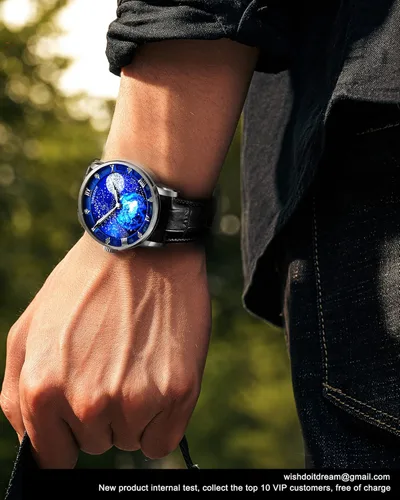 Vista 5 de WISHDOIT Relojes mecánicos automáticos para hombre acero inoxidable impermeable cuerda automática cielo estrellado reloj de lujo para hombre