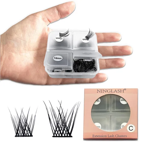 Vista 17 de Lash Clusters Manga Eyelash Clusters Wispy Spiky Cluster Eyelash Natural Look Extensions Individual 144pcs 8-16mm Fairy Lashes Volume Anime Lash