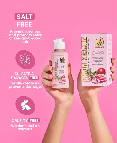 Vista 5 de NATURAL SANT - Caja Duo de Queratina de Cebolla 120ml – Reparación Profunda y Suavidad para Cabello Seco y Dañado, Control del Encrespamien to